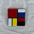 Set Of 4 Mondrian Inspired Fused Glass Coasters
