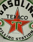 Texaco Filling Station Porcelain  Enamel Sign 30 Inches Double Sided
