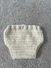 Nwot Handmade Cream Crochet Baby Diaper Cover With Drawstring  Size 0-6mo