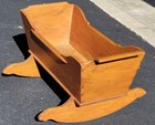 Vintage Style Wooden Rocking Baby Cradle In Brown Wood Finish