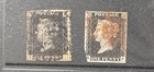 Great Britain Queen Victoria Line-engraved 1d   2d Used Stamps Black brown blue