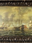 Vintage Maritime Oil Painting 17th Century Style Warships Ocean Seascapes Ornate