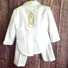 3-piece Suit Boy Size 2xl Baptism Christening White Tuxedo Gold Embroidery Y k i