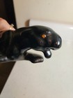 Vintage Mcm Stalking Black Panther Ceramic Figurine Orange Eyes 