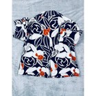 Chico s Floral Jacket Blazer Size 2  12 - 14  Medium Lg Navy Blue Orange White