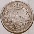 Canada - 1874 H 5 Cents Victoria  1841-1867   925 Silver Crosslet 4