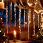 Handmade Glass Icicle Ornaments  64-pc Crystal Decor For Christmas Tree