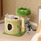 Small Cat Tree  Green Cat Tower With Private Cat Condo  Plush Top Perch  Hang   