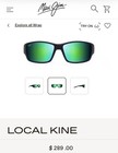 Maui Jim Local Kine Wrap Sunglasses Black Frame Green Mirrored Lenses