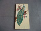 2 Pc Vintage Embossed  Peacock Pair Figurine Colorful Ceramic Tiles  Japan