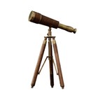 Antique Style Brass Telescope On Wooden Tripod   Vintage Nautical Decor
