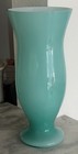 Vintage Mid Century Turquoise Opaline Glass Vase Flared Pedestal Art 10  X 4 