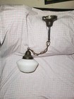 Antique Art Deco School House Pendant Light W direct Celing Light  Milk Glass 