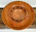 Artist - Gary L Mcguire Turned Wood Round Carved Flowers Bloodwood Trinket Bowl