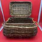 Vintage Gorgeous Wicker rattan Trunk Or Storage Basket With Handles