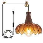  Plug In Pendant Light hanging Light Plug In Vintage Flower Glass Yl34b-brown