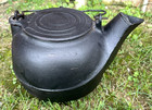 Antique Cast Iron Kettle Primitive Tea Pot Campfire Hearth Farmhouse Decor Vtg