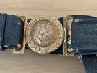Vintage Us Navy Officer Dress Leather Sword Belt W Eagle   Anchor Brass Buckle