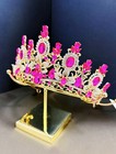 Princess Flower Crown  Floral Tiara  Birthday Party Crown  Fuchsia Crystal Tiara