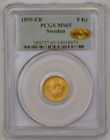 1899 Eb Sweden Gold 5 Kronor For Oscar Ii  Pcgs Graded Ms65   Wings Approved