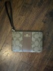 Coach Brown Logo Wristlet Wallet With Zipper And Credit Card Features