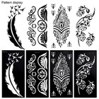 10sheets Large Temporary Tattoo Stencils  Reusable Henna Tattoo Sticker Templ   