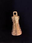 Vintage Solid Brass Hand Bell 4 75  Etched Leaf Pattern - Bells Of Sarna India