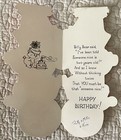Vintage Birthday White Puppy Dog Unicycle Ride Hat Two Greeting Card 1960s 1970s