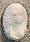 Victorian Filigree Sterling Silver Gilt  Hand  Carved Shell Cameo Beautiful Pin