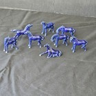 Vintage Set Of 8 Cobalt Blue Porcelain Horse Mini Bone China Figurines Beautiful