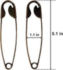 Set Of 2 Safety Pins 5 Inch Stainless Steel Large Size Brass Color For Jumbo Bla