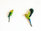 Two Parakeet Budgie Wall Plaques French Vintage Wall Art Budgerigars