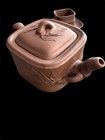 Vintage Yixing Zisha Bamboo Tea Set 9 Pc Handmade Chinese Square Clay Teapot