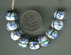 African Trade Beads Vintage Antique Venetian Old Glass White Fancy Ribbon Beads
