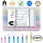 250pc Heat Shrink Electrical Wire Connectors 10-22 Ring Spade Crimp Terminals Us