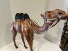 Vtg Leather Wrapped Camel   Saddle Statue 20  Tall By 20  Long  Glass Eyes Decor