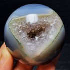 Top 304g Natural Polished  Agate Geode Sphere Ball Crystal  Healing A152