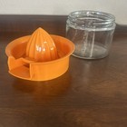 Vintage Gemco Citrus Reamer Juicer With Orange Plastic Top Glass Bottom 