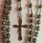 Vtg Sterling Silver Crucifix Clear Crystal Filigree Cage Rosary Beads Italy 28   l