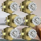 Glass Crystal Door Knobs With Lock  6 Pack Vintage Brass Crystal Door Knobs Inte