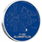 2017 Niue  2 Star Wars Yt-1300 Millennium Falcon 1oz Silver Color Proof Coin Coa