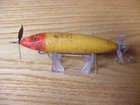 Vintage Original Wooden Heddon Sos 170 Glass Eye L-rig Red Yellow Color