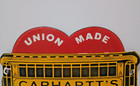 Vintage Union Made Carhartt s Service Porcelain Enamel Metal Sign Size 10  X 6 
