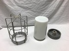 Vtg One Industrial Single Metal Cage White Glass Light Steam Punk Old 1366-23b