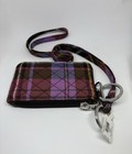 Vera Bradley Quilted Zip Id Case And Lanyard In Cozy Plaid Pattern