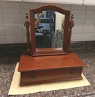 Vintage Wooden Vanity Dresser Top Shaving Swivel Mirror W  Drawer