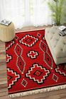 Antique Native American Indian Art Boho Ganado Navajo Wool Rug Two Grey Hill Rug