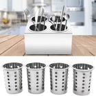 Stainless Steel Kitchen Cylinder  Flatware Silverware Utensil Holder Drying Rack
