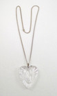 Vtg Signed Waterford Crystal Heart Pendant On 23  Long Sterling Chain