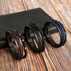 Beads Multi-layer Braided Leather Bracelets Men s Jewelry Charm Bangle Wristband